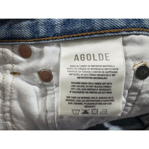 Agolde Jeans Womens Riley Straight Leg High Rise Blue Denim Button Fly Sz 23 - Picture 8 of 13